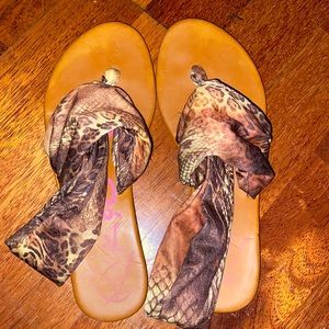 Animal print wrap sandals